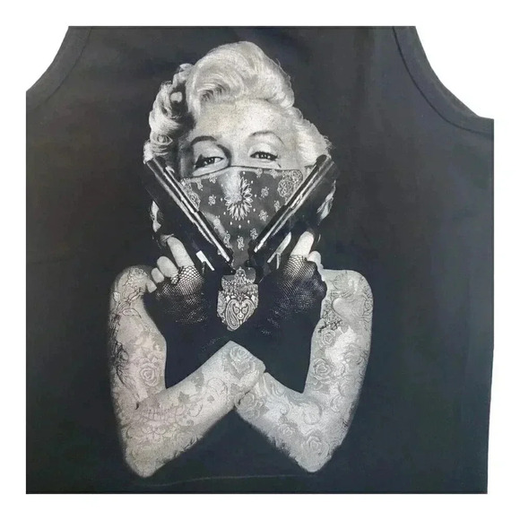 Shaka Active Mens Marilyn Monroe Graphic Tank Top Black Size L - Picture 8 of 11